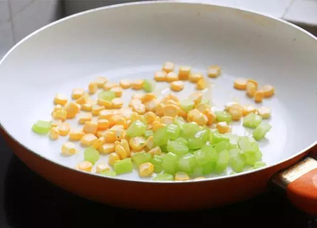 Fry corn kernel and celery